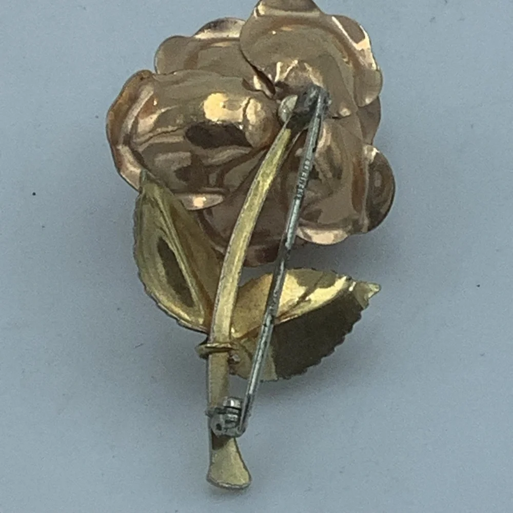 Two Goldtone Rose Brooches